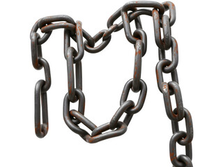 Obraz premium Rusty chain links draped against a black background.