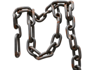 Rusty chain links draped against a black background.
