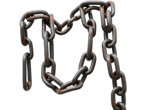 Rusty chain links draped against a black background.