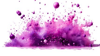 Stunning purple confetti bursts for vibrant and energetic event decorations, isolated on transparent background.