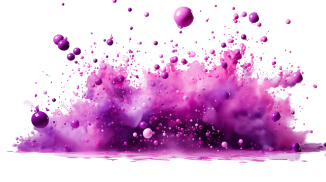 Stunning purple confetti bursts for vibrant and energetic event decorations, isolated on transparent background.