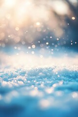 Magical Winter Snowfall: Sparkling Flurries on Soft White Snow with Dreamy Bokeh Background - Perfect for Seasonal Decor and Holiday Themes