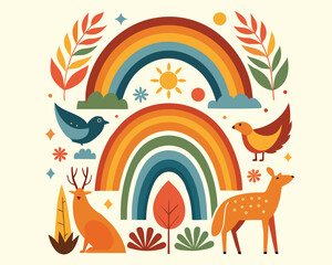 Rainbows modern Pastel color vector icon set