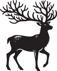 Reindeer vector black silhouette isolated on white background
