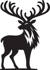 Reindeer vector black silhouette isolated on white background