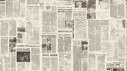 Obraz premium A collage of vintage newspaper clippings showcasing various articles and headlines.
