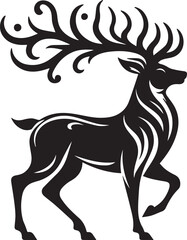 Reindeer vector black silhouette isolated on white background