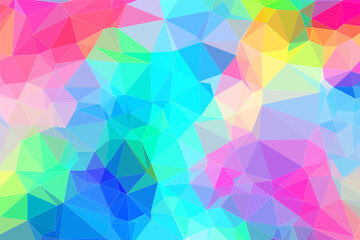 Abstract pastel colorful 2d polygonal background. Minimalistic geometric triangle mosaic pattern with rainbow colors. Fit for banner or card design. Vector illustration