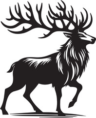 Reindeer vector black silhouette isolated on white background