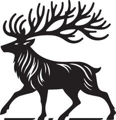 Reindeer vector black silhouette isolated on white background