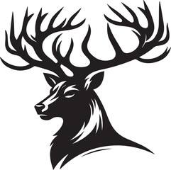 Reindeer vector black silhouette isolated on white background