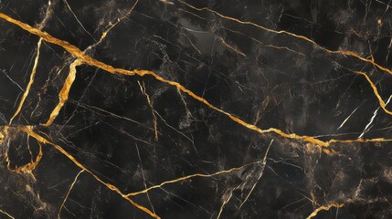 Elegant black marble with striking golden veins, ideal for luxurious design accents.