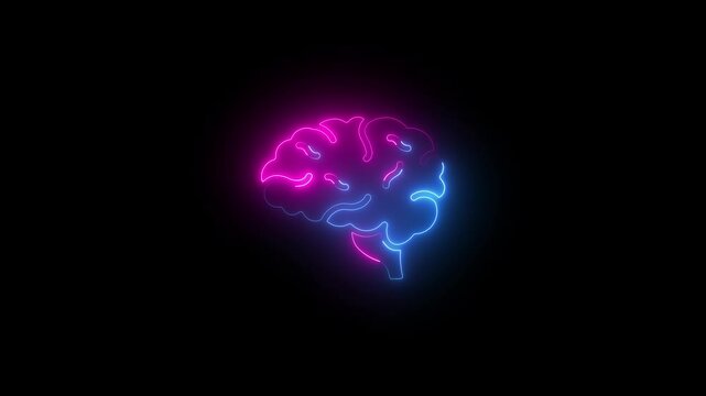 neon brain animated neon brain thinking