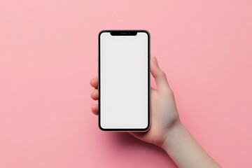 A Hand Holds A Smartphone With A Blank Screen