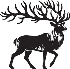 Reindeer vector black silhouette isolated on white background