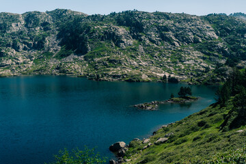 Obraz premium the mountains and lakes in the Pyrenees of Aragon, the Ibon de Acherito, Spain.