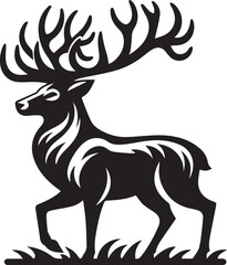 Reindeer vector black silhouette isolated on white background