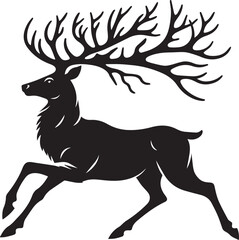 Reindeer vector black silhouette isolated on white background