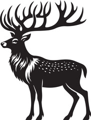 Reindeer vector black silhouette isolated on white background