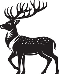 Reindeer vector black silhouette isolated on white background