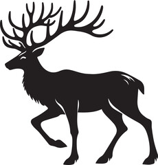 Reindeer vector black silhouette isolated on white background