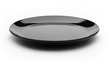 Elegant glossy black plate showcased against a clean white background, highlighting its sleek and modern design features.