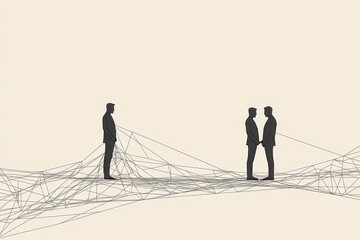 Connection, Collaboration, and Isolation in the Digital Age - Business people collaborating, illustrating connection, teamwork, partnership, isolation, and digital networking.