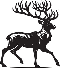 Reindeer vector black silhouette isolated on white background