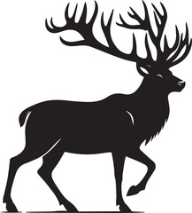 Reindeer vector black silhouette isolated on white background