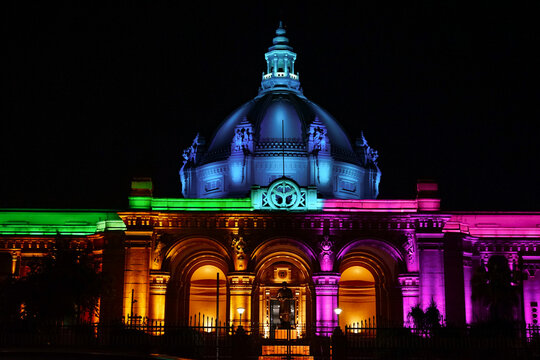 Uttar Pradesh State Legislative Assembly Building, India. (Vidhan Sabha Building). It is decorated before The Republic Day of India. Date taken: 15 Jan 2023 Lucknow, Uttar Pardesh, India.