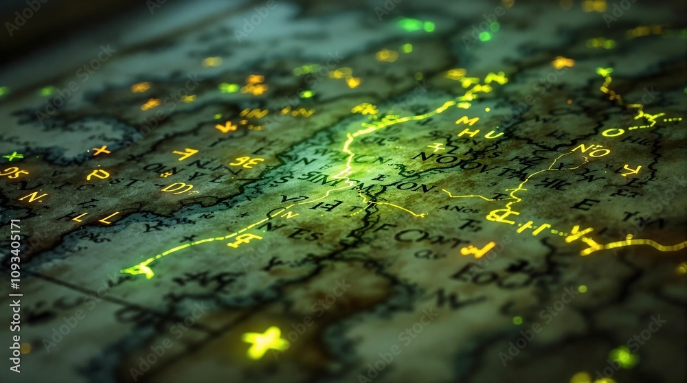 Poster Map of the world on an old map. Travel concept. 3D Rendering