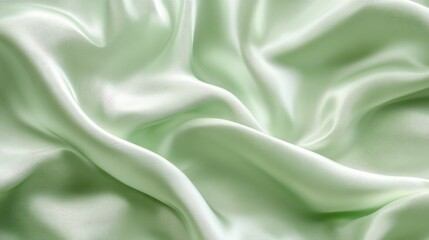 Obraz premium Soft green satin fabric with gentle folds, creating a luxurious and elegant texture.