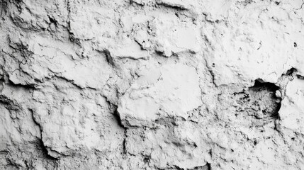 Rough and weathered white wall surface with uneven textures and patches, showcasing shades of light and shadow for depth and character.