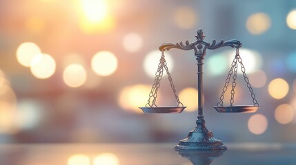 Symbol of justice featuring a classic law scale, set against a softly blurred background that embodies the theme of judicial fairness and equality