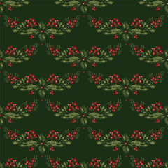 Series of christmas floral patterns in retro vintage classical style