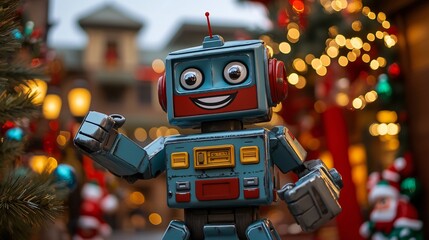 Fototapeta premium Joyful Christmas robot