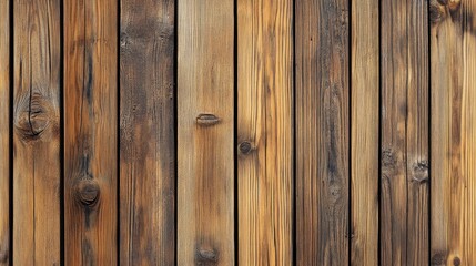 Obraz premium A textured wooden wall showcasing various shades of brown, highlighting the natural grain and knots in the wood.