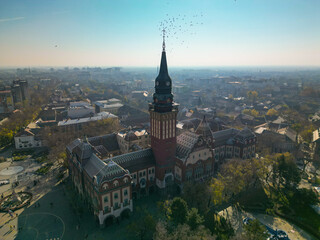 Obraz premium Subotica Clock Tower Serbia - Aerial Drone View