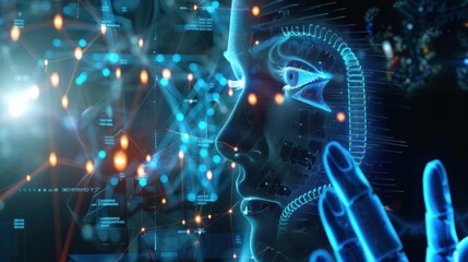 Fototapeta premium Skin testing results on digital interface in laboratory or surgical background, innovative technology in science and medicine concept. medical technology