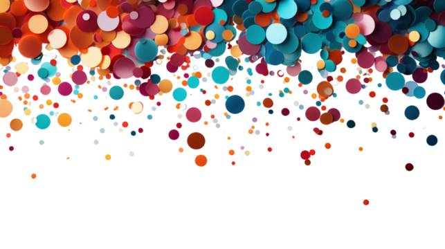 A cheerful background of vibrant confetti adds excitement to your celebration, isolated on transparent background.