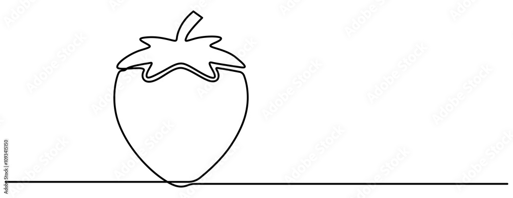 Aufkleber single continuous line drawing of organic strawberry for fruit icon fresh berries fruitage concept, 