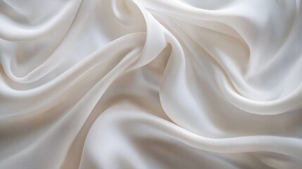 Obraz premium Close-up of luxurious white silk fabric with soft folds and gentle curves, creating an elegant and serene aesthetic.