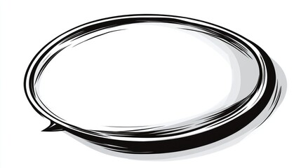 Hand-drawn speech bubble with bold black outlines and subtle shadows, featuring a blank white interior for text or illustration.