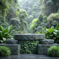 marble poduim in forest background