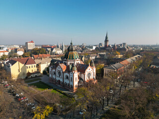 Naklejka premium Clock Tower Sahat Kula in Belgrade - aerial view from drone, Serbia