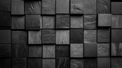 Varied black and gray square tiles create a textured, elegant backdrop, showcasing a modern and sophisticated design perfect for interiors.