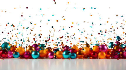 A stunning burst of colorful confetti filling the background for celebrations, isolated on transparent background.
