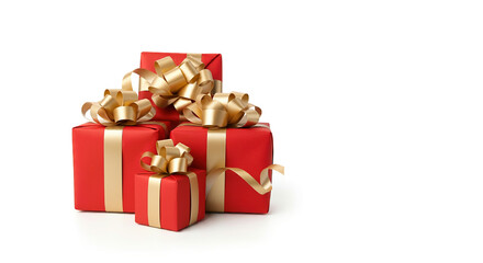Obraz premium Insulated red gift boxes on a white background.