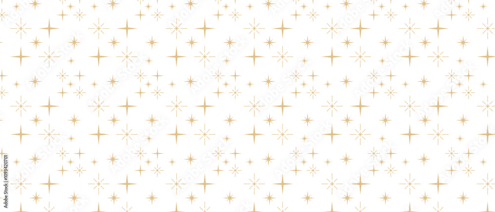 Aufkleber christmas background with golden celestial star pattern. vector stars and sparkles border, divider, 