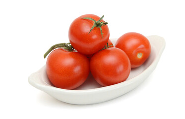 Ripe tomatoes isolated on white background